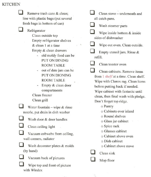Kitchen Checklist